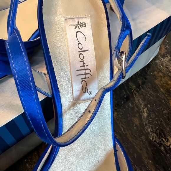 Coloriffics Cobalt blue 1” dressy heel with bling accent. - Picture 3 of 7